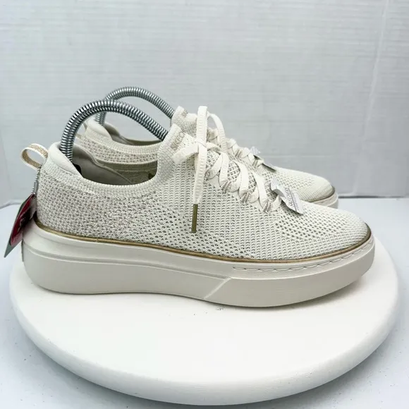 Skechers Cordova Classic Sparkling Gold Dust Off White Womens Shoes 185075 Sz 7