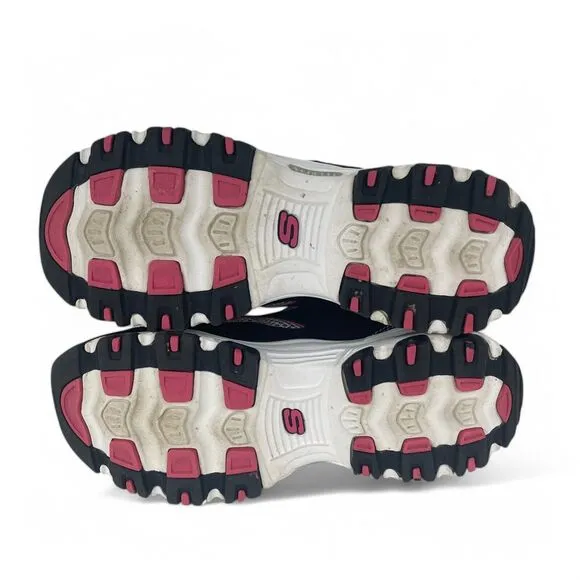 Skechers D'Lites Women Size 8.5 Black Pink Athletic Sneakers Walking Shoes Comfy