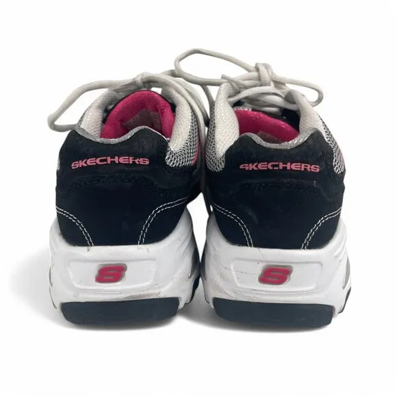 Skechers D'Lites Women Size 8.5 Black Pink Athletic Sneakers Walking Shoes Comfy