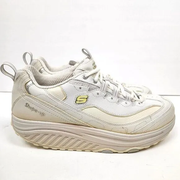 Skechers Shape Ups 11800 Toners White Leather Walking Toning Shoes Womens 9.5