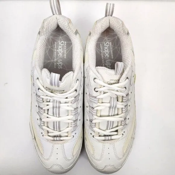 Skechers Shape Ups 11800 Toners White Leather Walking Toning Shoes Womens 9.5