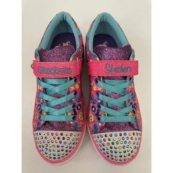 Skechers Twinkle Toes Emoji Twinkle Breeze Cutie Light Up Sneakers Shoes Size 2