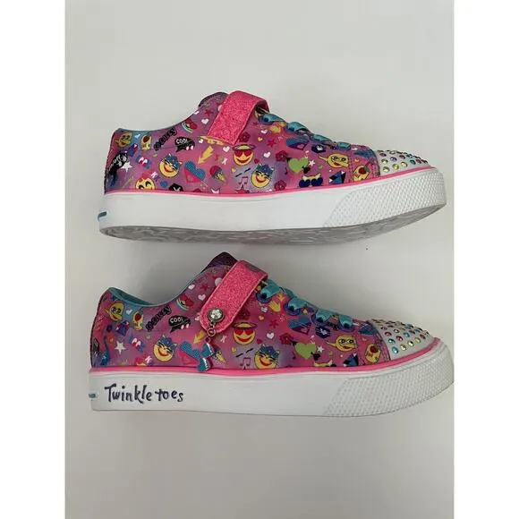 Skechers Twinkle Toes Emoji Twinkle Breeze Cutie Light Up Sneakers Shoes Size 2