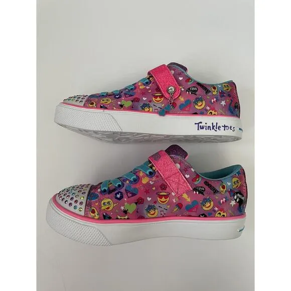 Skechers Twinkle Toes Emoji Twinkle Breeze Cutie Light Up Sneakers Shoes Size 2