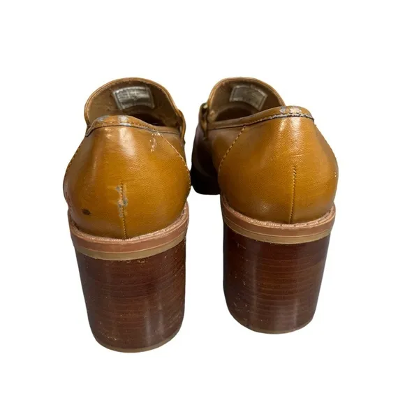 Skechers Womens size 8.5 heels Y2K chucky brown leather slip on shoes