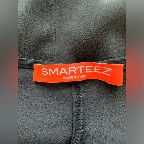 Smarteez Silk Short Sleeve Ribbon Dress Black Made in Italy 0 XS Navy Red