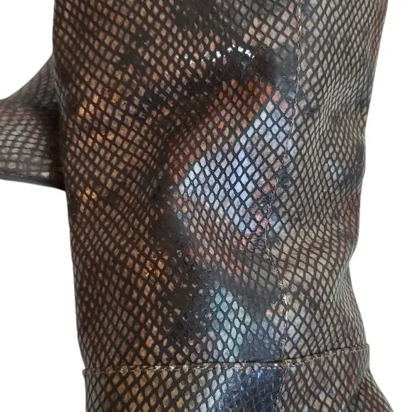 Snakeskin Knee High Stiletto Heel Boots Pointed Toe Fashion Size