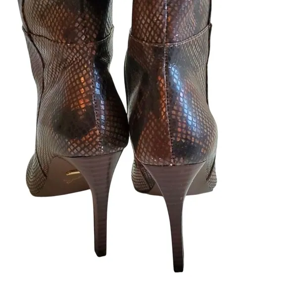 Snakeskin Knee High Stiletto Heel Boots Pointed Toe Fashion Size