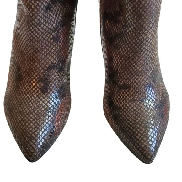 Snakeskin Knee High Stiletto Heel Boots Pointed Toe Fashion Size