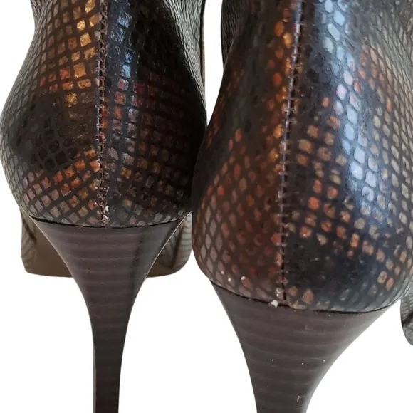 Snakeskin Knee High Stiletto Heel Boots Pointed Toe Fashion Size