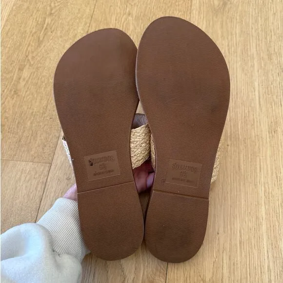 Soludos - Woven Straw Double Strap Sandals in Brown &amp; Beige