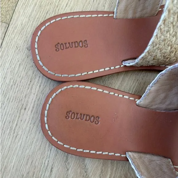Soludos - Woven Straw Double Strap Sandals in Brown &amp; Beige