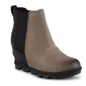 Sorel Lea Wedge Boots Chelsea Joan Arctic Leather Ankle Bootie Quarry SZ 11