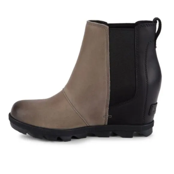 Sorel Lea Wedge Boots Chelsea Joan Arctic Leather Ankle Bootie Quarry SZ 11