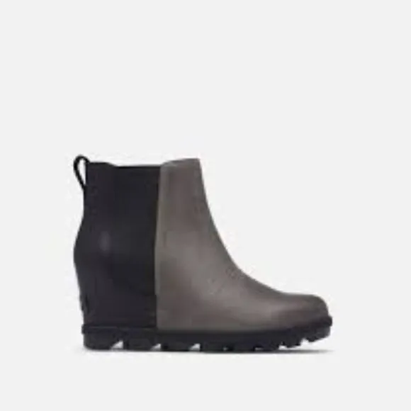 Sorel Wedge Boot Joan of Arctic Lea Wedge Chelsea Quarry Black SZ 9