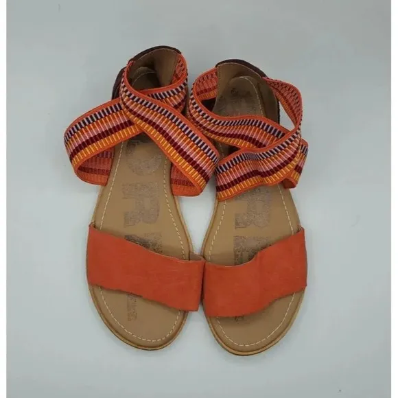 Sorel Women’s Size 6 Ella orange Ankle Scrappy Sandals New