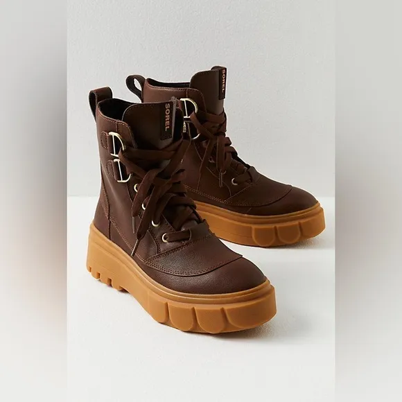 Sorel x Free People Waterproof Caribou Lace Up Leather Boots Shoes sz 7.5
