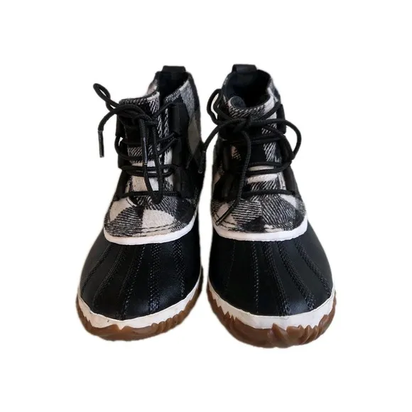 Sorel X Madewell  Out N About Ankle Plaid Duck Saltwater Boots shoes sz 7