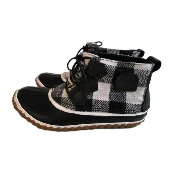 Sorel X Madewell  Out N About Ankle Plaid Duck Saltwater Boots shoes sz 7