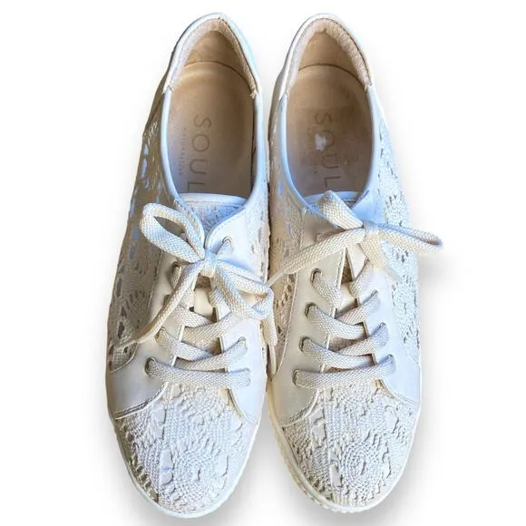 Soul Naturalizer Topaz Platform Sneaker Cream Lace Crochet Macrame Women's 9.5
