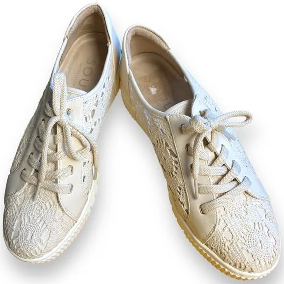 Soul Naturalizer Topaz Platform Sneaker Cream Lace Crochet Macrame Women's 9.5