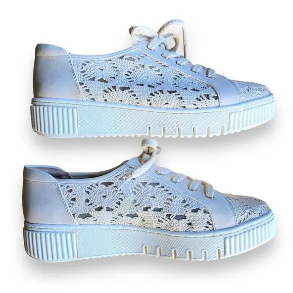 Soul Naturalizer Topaz Platform Sneaker Cream Lace Crochet Macrame Women's 9.5