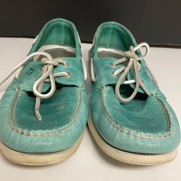 SPERRY Green Leather Top Sider Loafer Shoes 11.5