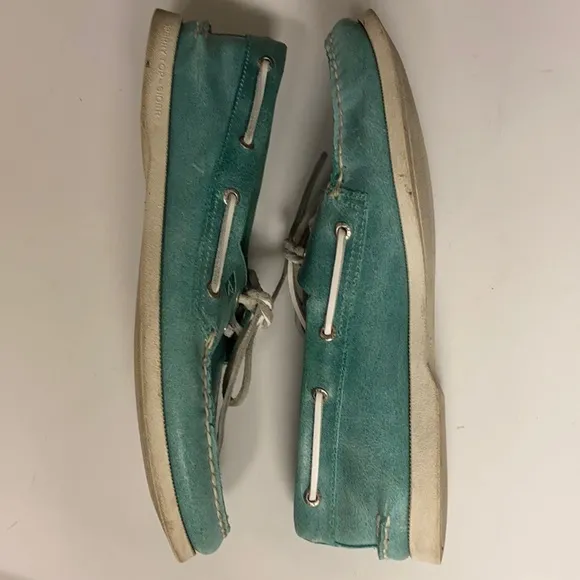 SPERRY Green Leather Top Sider Loafer Shoes 11.5