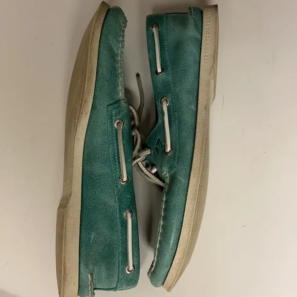 SPERRY Green Leather Top Sider Loafer Shoes 11.5