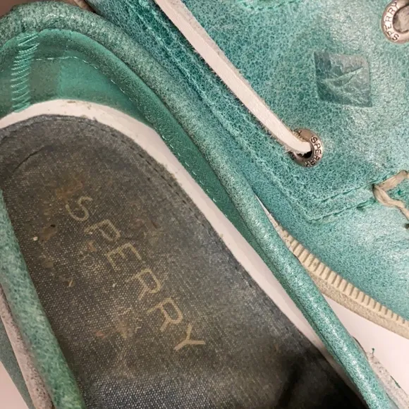 SPERRY Green Leather Top Sider Loafer Shoes 11.5