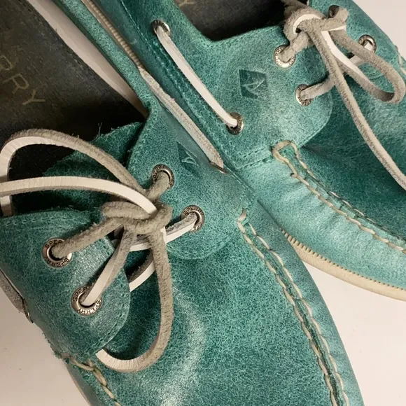 SPERRY Green Leather Top Sider Loafer Shoes 11.5