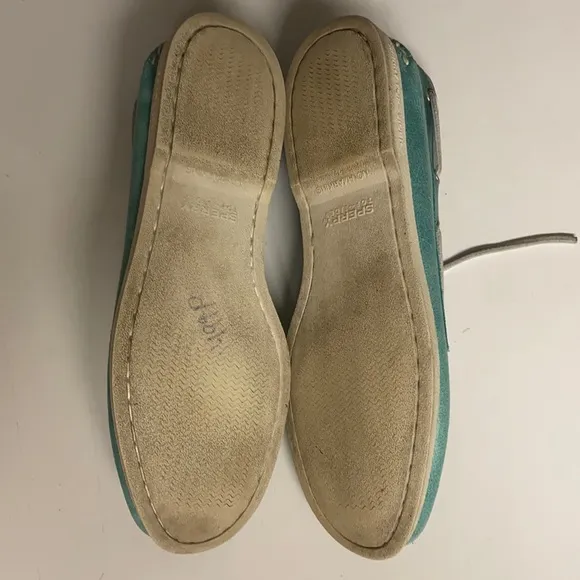 SPERRY Green Leather Top Sider Loafer Shoes 11.5