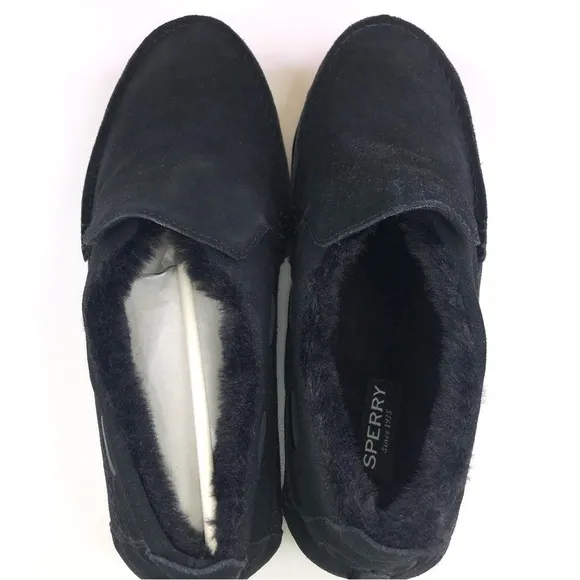 Sperry Mens Moc Sider Black Suede Lined Slip on Boots Shoes STS23724 Size 11M