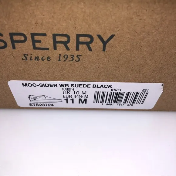 Sperry Mens Moc Sider Black Suede Lined Slip on Boots Shoes STS23724 Size 11M