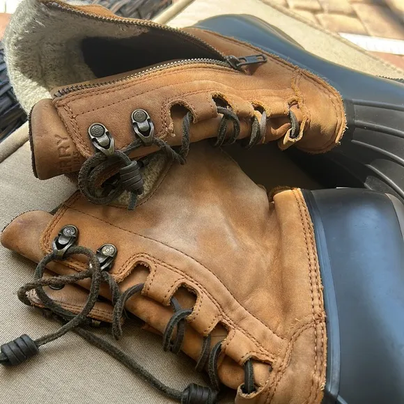 SPERRY sz 8 WOMENS SYREN TALL DUCK Waterproof Rubber Boot BROWN TAN GUC RARE