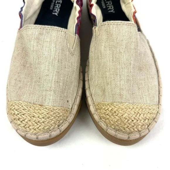 Sperry Top Sider Laurel Reef Espadrille 9 Oatmeal Caribbean Stripe Shoes NEW