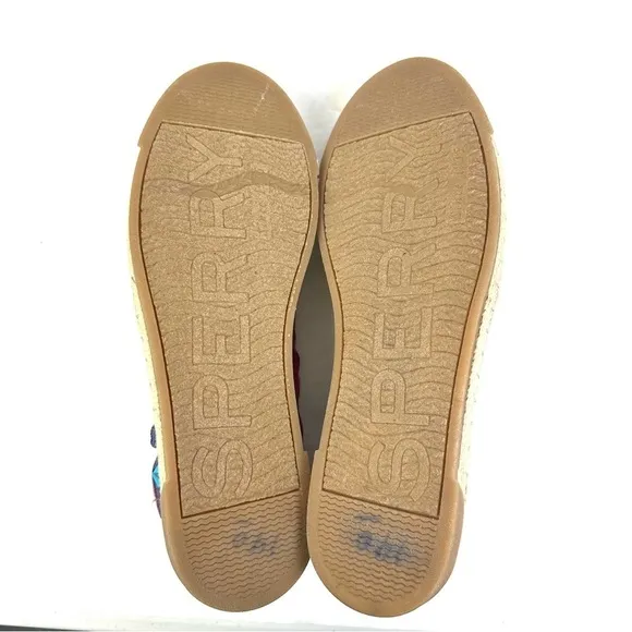 Sperry Top Sider Laurel Reef Espadrille 9 Oatmeal Caribbean Stripe Shoes NEW