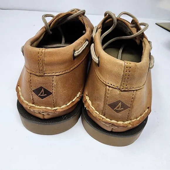 Sperry top sider Mens 10.5 Tan Leather Boat Shoes Classic Style NEW