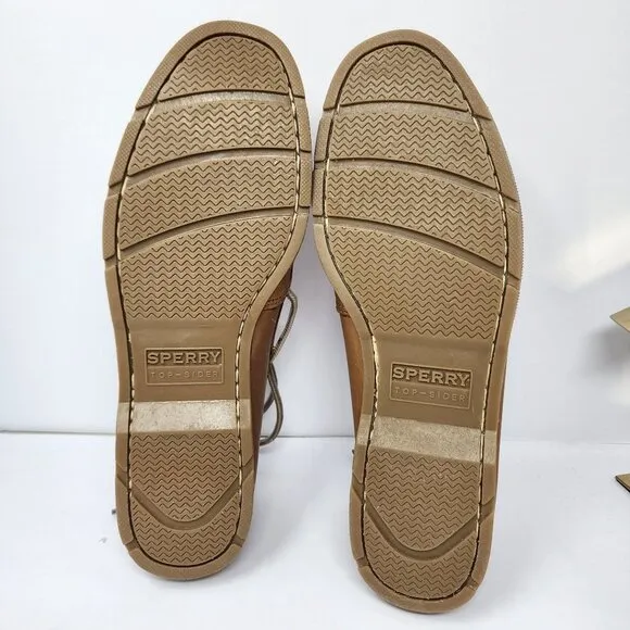 Sperry top sider Mens 10.5 Tan Leather Boat Shoes Classic Style NEW