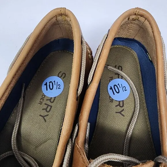 Sperry top sider Mens 10.5 Tan Leather Boat Shoes Classic Style NEW