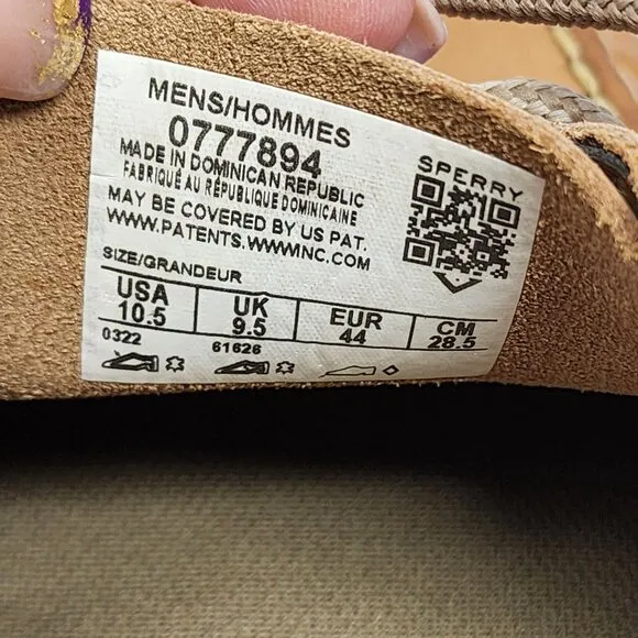 Sperry top sider Mens 10.5 Tan Leather Boat Shoes Classic Style NEW