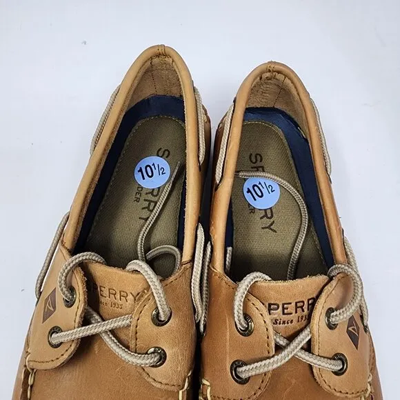 Sperry top sider Mens 10.5 Tan Leather Boat Shoes Classic Style NEW