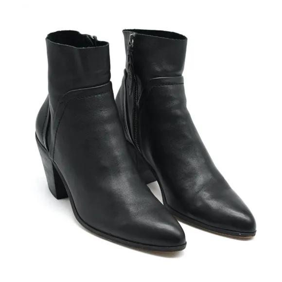 Splendid Cherie Black Leather Western Ankle Bootie 11