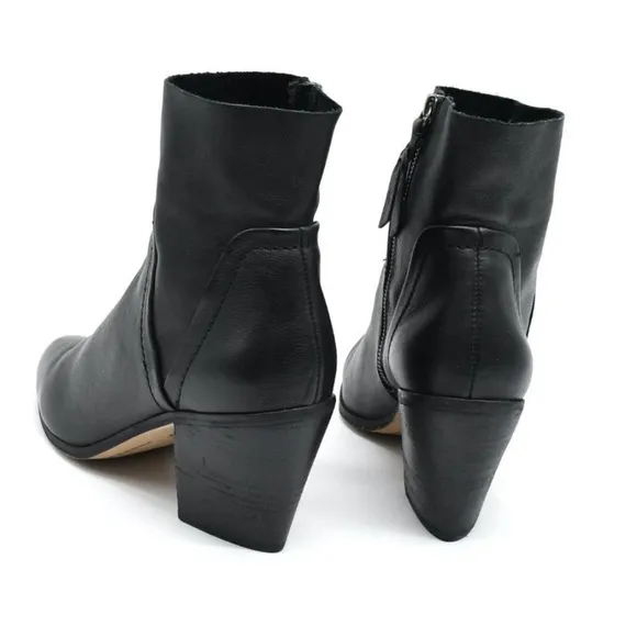 Splendid Cherie Black Leather Western Ankle Bootie 11