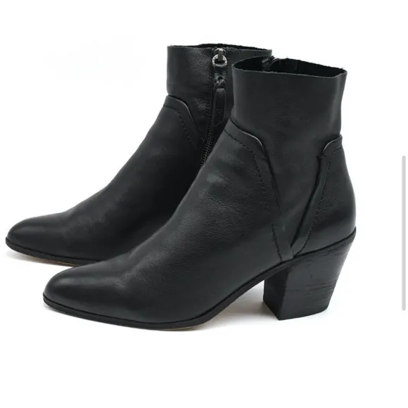 Splendid Cherie Black Leather Western Ankle Bootie 11