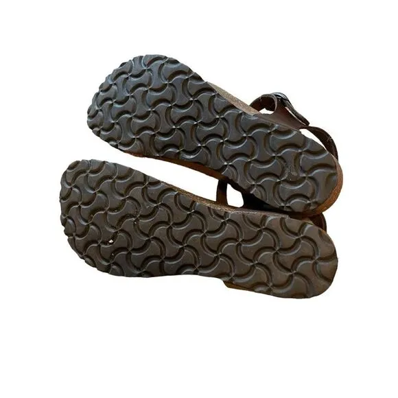 Spring Step Brown Leather Cork Wedge Woven Sandals Size 39 or 8.5 NEW
