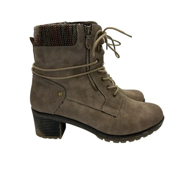 Spring Step Hellewn Taupe Combat Boots w/ Heel (Size 41/9.5-10)