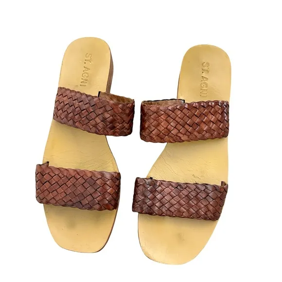 St. Agni Piers Woven Slide Sandals Sz 39