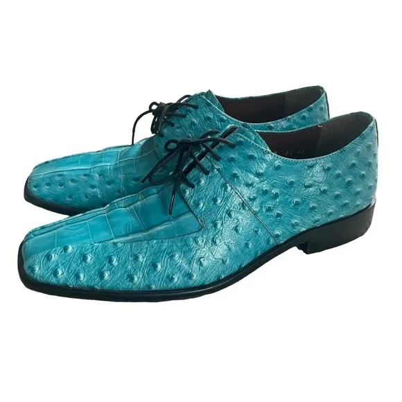 Stacy Adams Leather Oxford Ostrich Crocodile Embossed Pattern Size 9