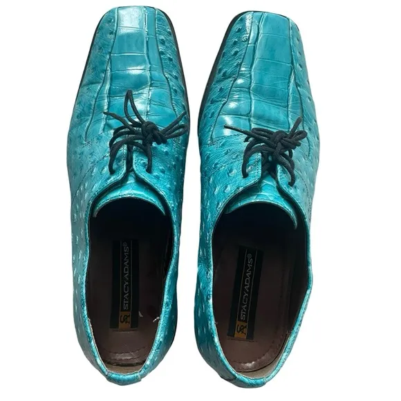 Stacy Adams Leather Oxford Ostrich Crocodile Embossed Pattern Size 9